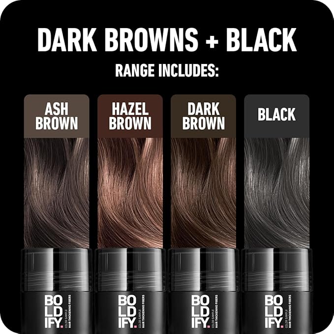 Boldify Hair Fibers Color Sample Kit - Fill In Thinning and Fine Hair for an Instantly Fuller, Thicker Look - 14 Shades for Women & Men - Dark Browns + Black-Velvo Beauty