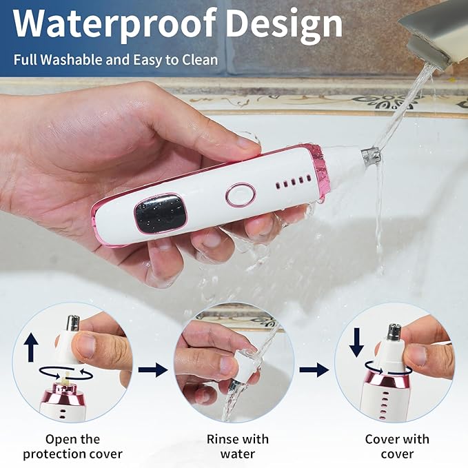 2025 Rechargeable Nose and Ear Hair Trimmer with LED Dispaly for Women Men,4 in 1 Painless Eyebrow & Facial Hair Trimmer with Powerful Motor,Ladies Wet & Dry Electric Razor (White)-Velvo Beauty