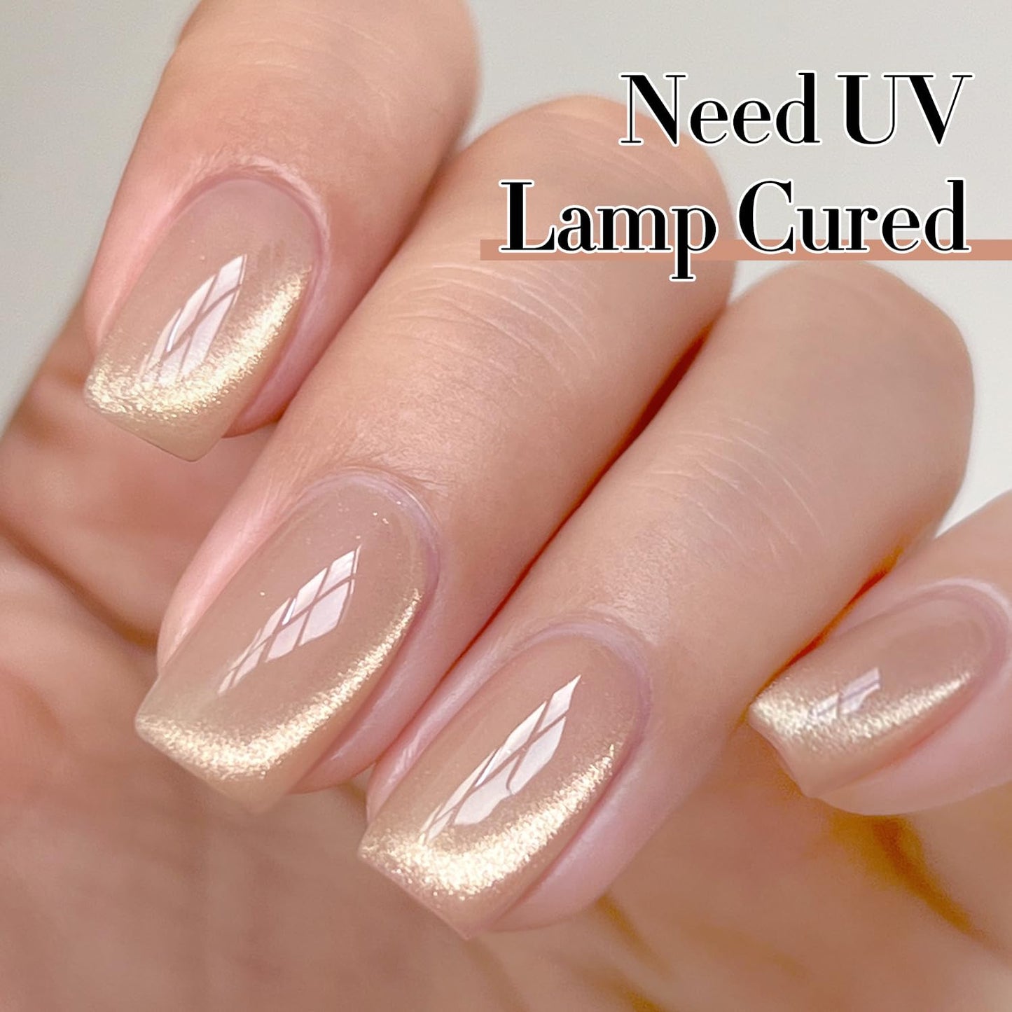 Double Rhythm Cat Eye Gel Polish with Magnet 15ML Ice Glass Holographic Glitter Shimmer Translucent Sheer Color Salon Soak Off Magnetic at Home (Milky Nude-MC1121)-Velvo Beauty