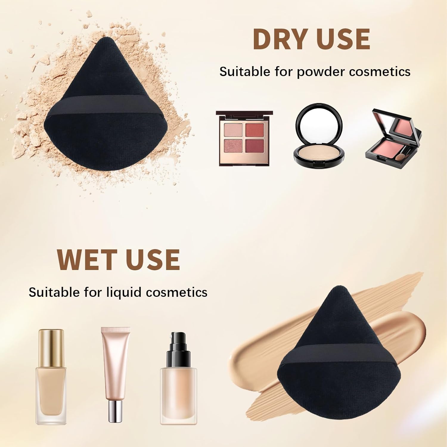Triangle Makeup Powder Puff, 60pcs Setting Powder Puffs, This Cosmetic Wedges For Face, Under Eyes And Neck, Velvet Material-Velvo Beauty