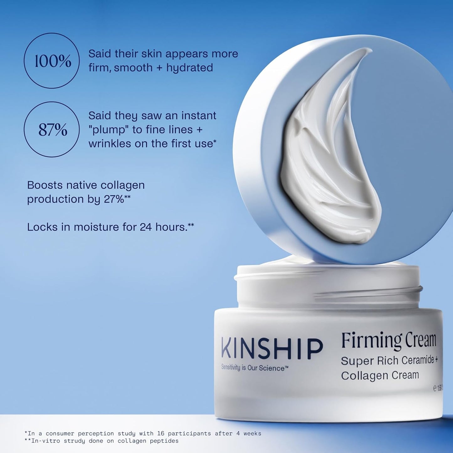 Kinship Super Rich Collagen + Ceramide Firming Cream | Anti Aging, Hydrating Face Moisturizer for Sensitive Skin | Wrinkle Cream - Smooth Fine Lines | Synthetic Fragrance-Free | Derm Approved, (1.7oz)-Velvo Beauty