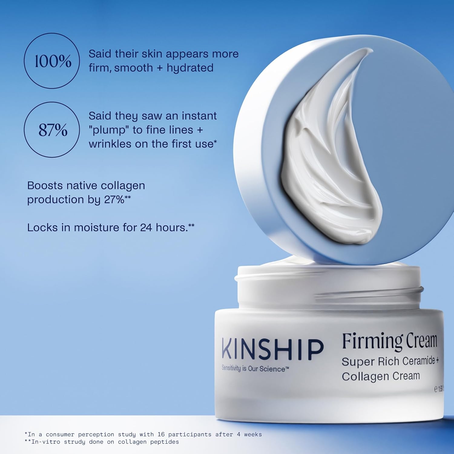 Kinship Super Rich Collagen + Ceramide Firming Cream | Anti Aging, Hydrating Face Moisturizer for Sensitive Skin | Wrinkle Cream - Smooth Fine Lines | Synthetic Fragrance-Free | Derm Approved, (1.7oz)-Velvo Beauty