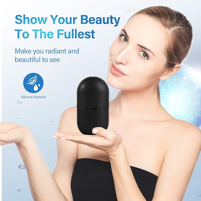 Ice Roller for Face Eye, Ice Roller Mold Face Skin Care Kit for Brighten Skin and Enhance Your Natural Glow Remove Fine Lines Shrink Pores Reduce Acne and Lubricate the Skin (Black)-Velvo Beauty