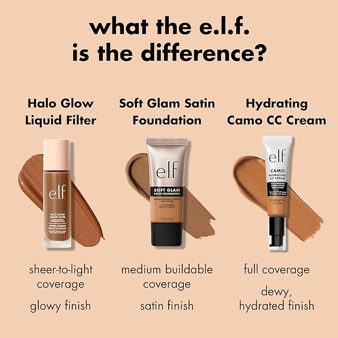 e.l.f. Soft Glam Foundation, Medium Coverage, Long-Lasting & Buildable Foundation For A Smooth, Satin Finish, Vegan & Cruelty-Free, 30 Medium Warm-Velvo Beauty
