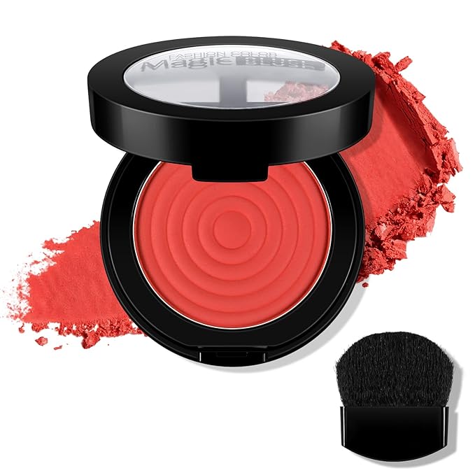 Boobeen Soft Blend Powder Blush for Cheeks, Buildable Color Matte Smooth Blush Palette Compact Blush Powder Makeup, Long-lasting Flush Color, with Mirror and Brush-Velvo Beauty