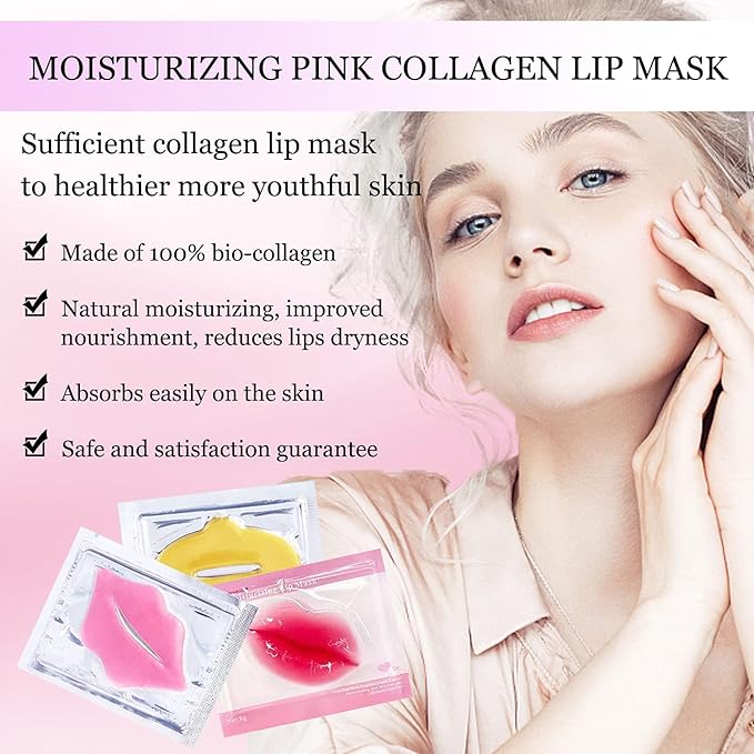30 pieces of Moisturizing Collagen Crystal Lip Mask - Anti-Ageing & Anti Chapped, Reduce lip Wrinkles, Fade Lip Color, Make Skin Smooth And Firm Collagen Lip Pieces (Rose)-Velvo Beauty