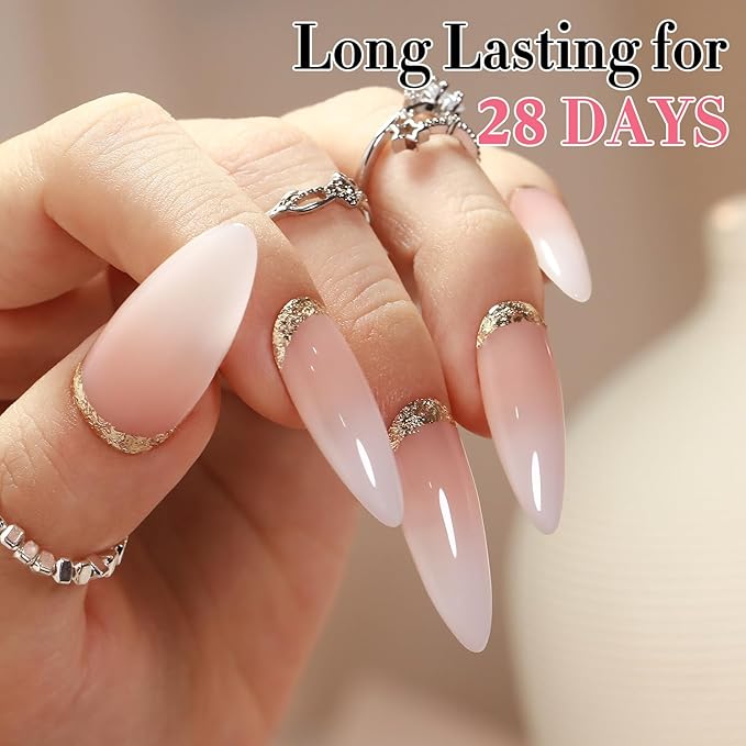 Double Rhythm 6 Pcs 15 ML Gel Polish Set Same Color Same Bottle Soak Off Gel Polish Kit Nail Art Manicure Salon DIY at Home for Women (Milky White Jelly Pink Nude Peach-T6-24)-Velvo Beauty
