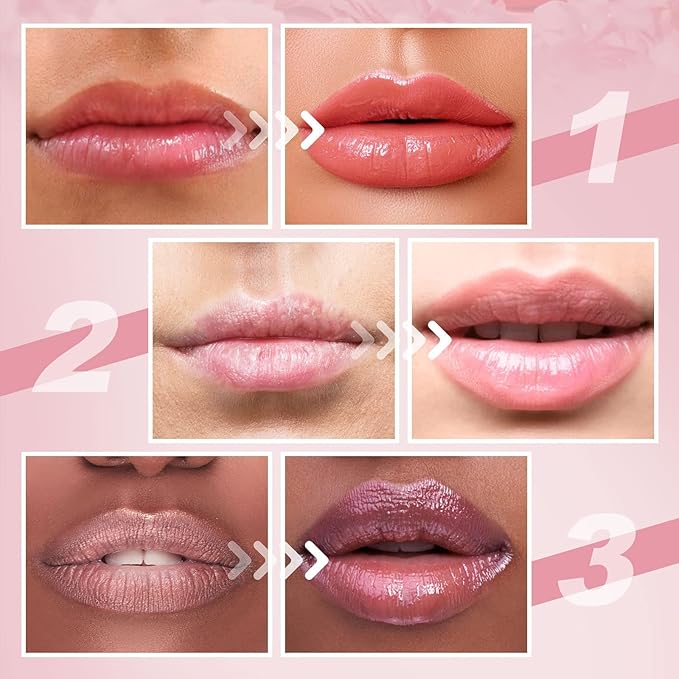 DEROL Lip Plumper Set, Lip Plumper Gloss, Natural Lip Plumper and Lip Care Serum, Lip Enhancer for Fuller, Lip Mask, Beautiful Fuller, Hydrating & Reduce Fine Lines Day&Night, 5.5ml (WS002)-Velvo Beauty