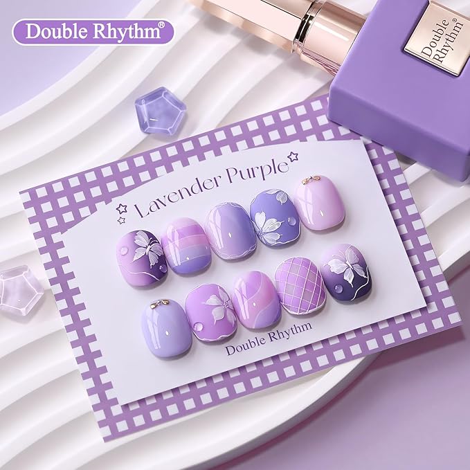 Double Rhythm 6 Pcs 15 ML Gel Polish Set Same Color Same Bottle Soak Off Gel Polish Kit Nail Art Manicure Salon DIY at Home for Women (Light Dark Purple Violet Rose Pink-T6-16)-Velvo Beauty