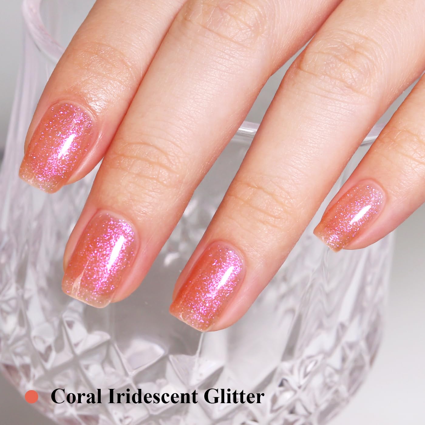 Imtiti Glitter Gel Nail Polish, Coral Iridescent Glitter Gel Polish Diamond Shimmer Sparkle Soak Off UV LED Nail Gel Polish spring summer Manicure 10ML-Velvo Beauty