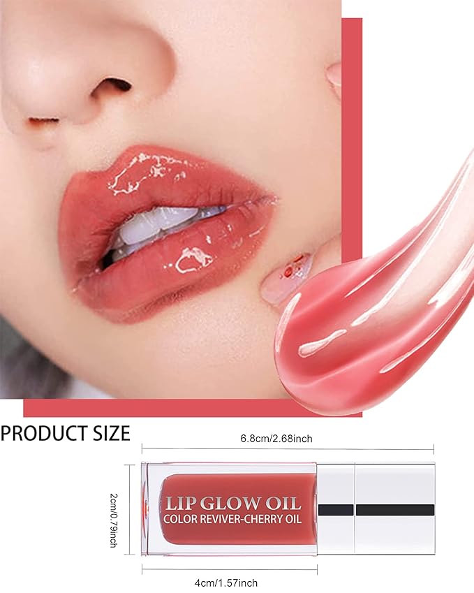 Plumping Lip Glow Oil,Hydrating Tinted Lip Oil Gloss,Glow Reviver Lip Oil,Long Lasting Moisturizing Clear Lip Plumper Oil Tint for Lip Care Dry Lip,Women's Day Makeup Gift for Women (#012 Rosewood)-Velvo Beauty