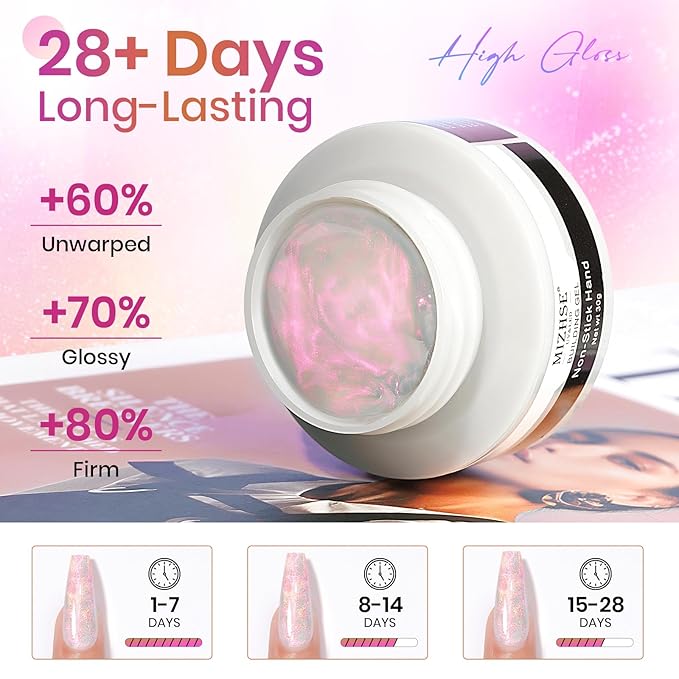 MIZHSE Solid Builder Gel for Nails, Mermaid Pearl 1oz Hard Gel Builder Non Sticky Nail Extension Gels Long Lasting Modeling Sculpture Nail Salon Art Home Use-Velvo Beauty