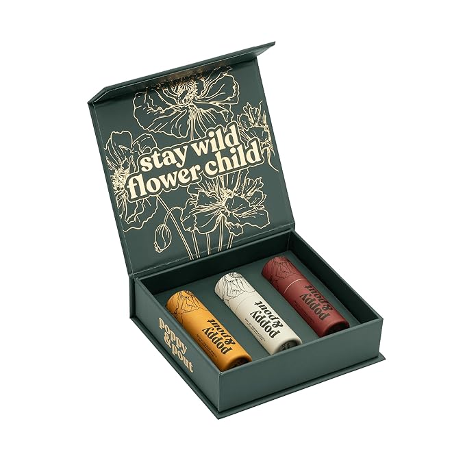 Jumbo Lip Balm Gift Set (3-Pack, Warm Flavors) | Poppy & Pout All Natural Lip Balms & Moisturizers | Hydrates with Beeswax, Vitamin E, Organic Coconut Oil | Cruelty-Free | Recyclable Cardboard Tube-Velvo Beauty