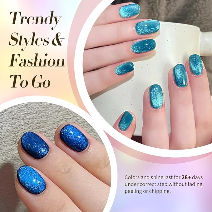 Born Pretty Cat Magnetic Eye Gel Nail Polish Spring Summer Neon Shimmer Glitter Holographic Aurora Rainbow Cat Magnetic Gel Polish Nail Art Manicure DIY at Home 6PCS-Velvo Beauty