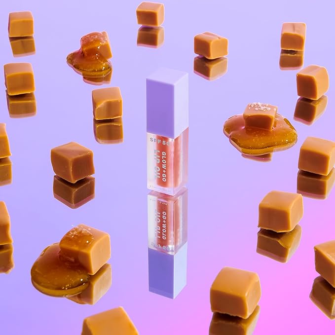 SPF50 Glow & Go Lip Oil: Lip Oil with SPF, Moisturizes and Protects Lips, 4.5ml (Salted Caramel)-Velvo Beauty