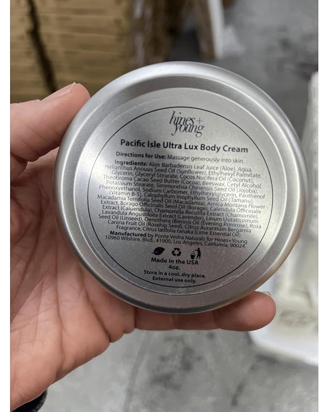 Hines+Young Travel Tins Gift Set - 4 oz Body Cream, 2 oz Linen Spray, Natural Lip Balm - Skin Care and Refreshing Home Fragrance, Ideal Self-Care Gift Set (Pack of 3, Pacific Isle)-Velvo Beauty