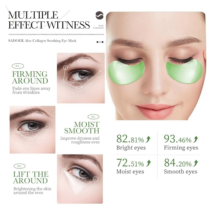 Aloe Vera Under Eye Mask,60 PCS Aloe Vera Gel Eye Mask Skin Care,Hyaluronic Acid Collagen Under Eye Patches for Dark Circles and Puffiness,Reduce Wrinkle Patches,Improves & Firms Eye Skin-Velvo Beauty