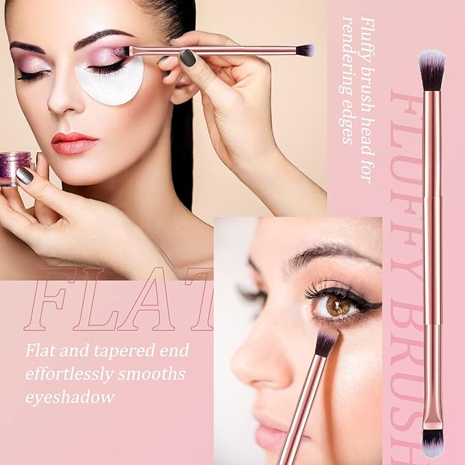 6 Pcs Eyeshadow Smudge Brush 2-in-1 Eyeshadow 2 Double Ended Make Up Brush Concealer Cosmetics Under Eye Small Soft Firm Pointed Foundation Makeup Applicator for Blending Eye Shadow Liner-Velvo Beauty