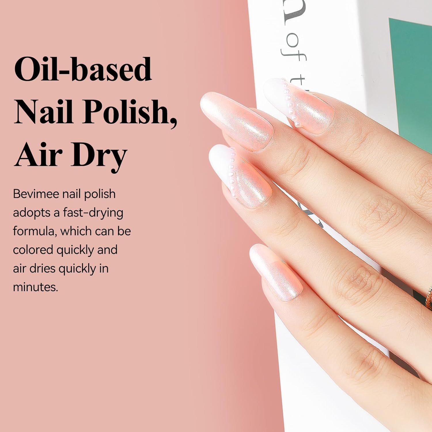 Nail Polish, Air Quick Dry, Light Pink Shimmer Nail Lacquer Non-Gel Nail Art Polish Fast Drying Nail Pigment Oil-based Holographic Fingernail Concealer Polish, 1PC 12ML Long Last-Velvo Beauty