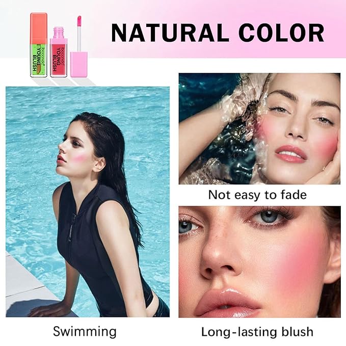 CAHIUYOA Pink Liquid Blush Oil Clear Liquid Blush for Cheeks Tinted Blush Stick Moisturizing Smooth Liquid Face Blush Makeup Gifts for Women-Velvo Beauty