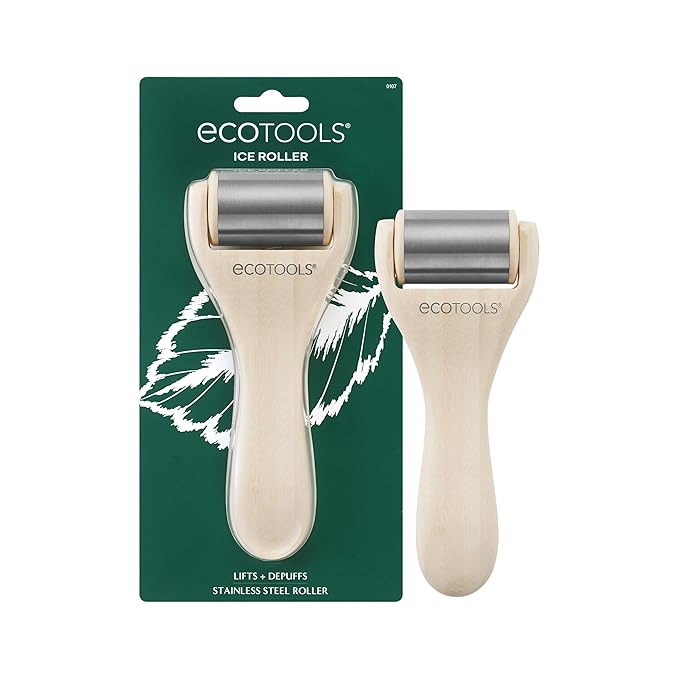 EcoTools Ice Roller, Lifts & Depuffs Skin, Stainless Steal Cooling Roller For Face & Neck, Provides Relaxation While Sculpting, Eco Friendly, Vegan, & Cruelty Free Skincare Tool, 1 Count-Velvo Beauty