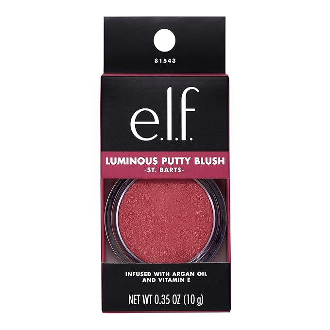 e.l.f. Luminous Putty Blush, Putty-to-Powder, Buildable Blush With A Subtle Shimmer Finish, Highly Pigmented & Creamy, Vegan & Cruelty-Free, St. Barts-Velvo Beauty