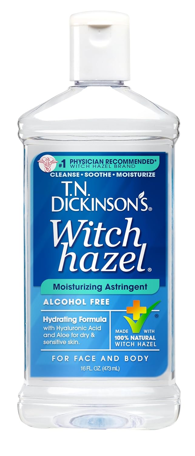 T.N. Dickinson's Witch Hazel Alcohol Free Moisturizing Astringent | 100% Natural Witch Hazel | Calms, Nourishes, Hydrates Skin | for Face & Body | 16 Fl Oz-Velvo Beauty