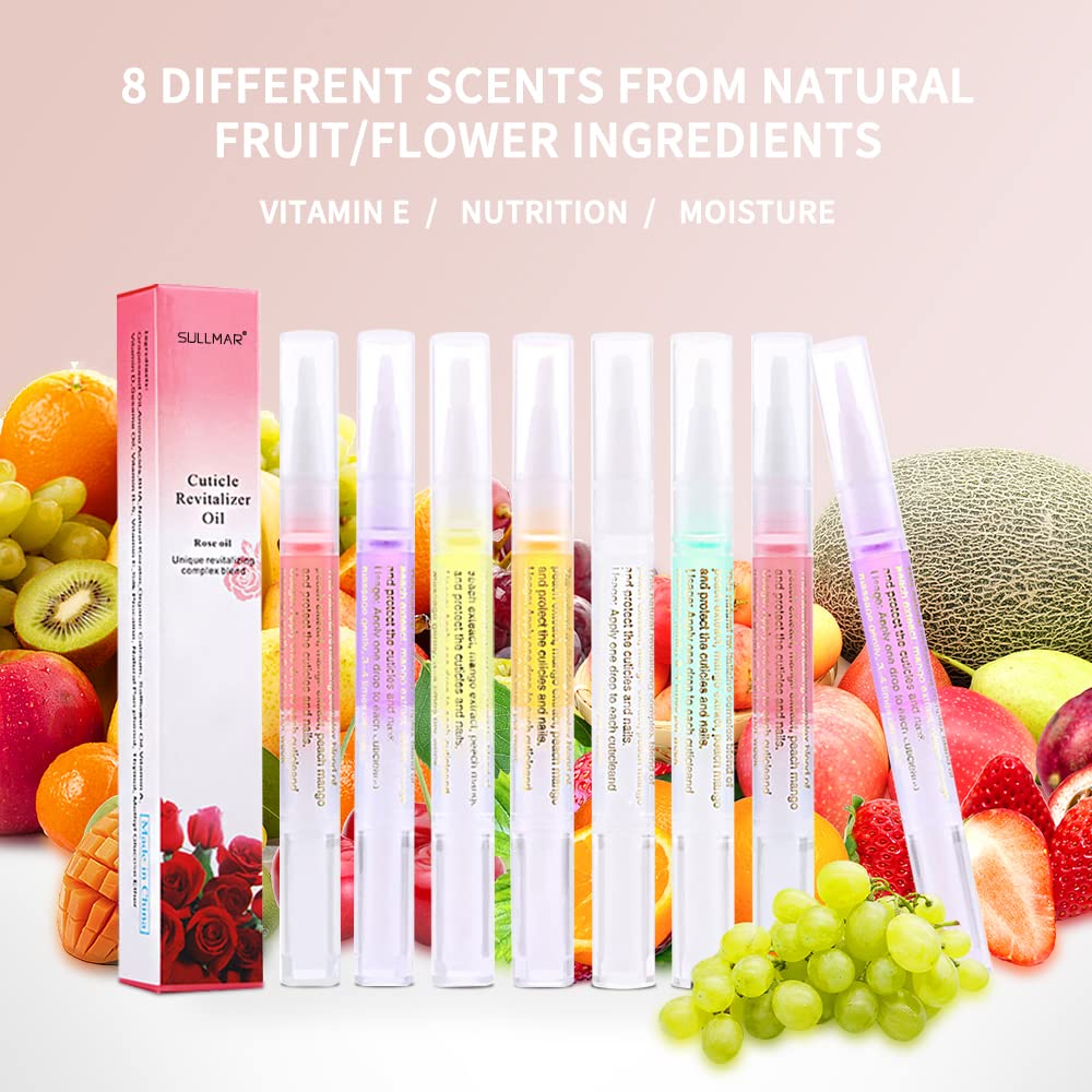8Pcs Nail Cuticle Oils Nail Nutrition Oil Pen Nail Nourishment Pens 8 Smell Cuticle Nourish Skin Nail Care (8pcs)-Velvo Beauty