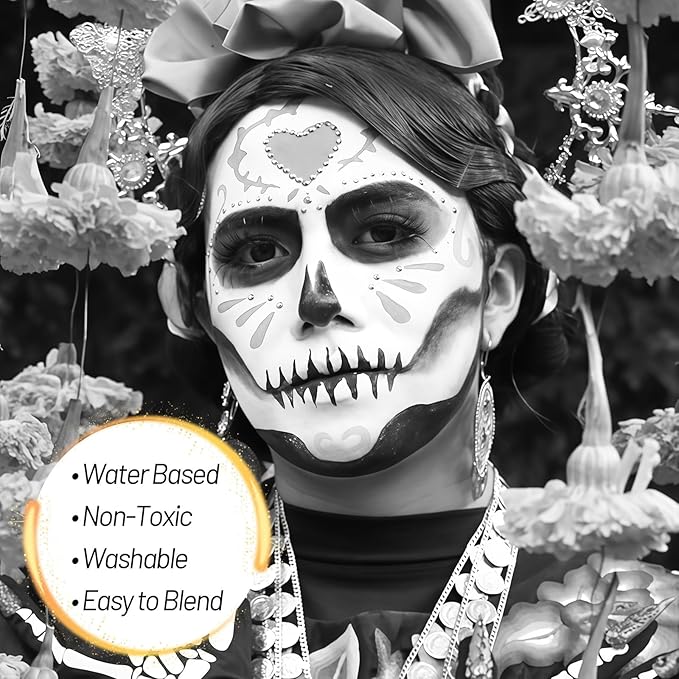 White Water Based Face Body Paint, 2.37 OZ Washable Large Tube Full Coverage Face Paint Cream for Adult Carnival Cosplay Halloween SFX Skull Joker Zombie Vampire Skeleton Goth Makeup-Velvo Beauty