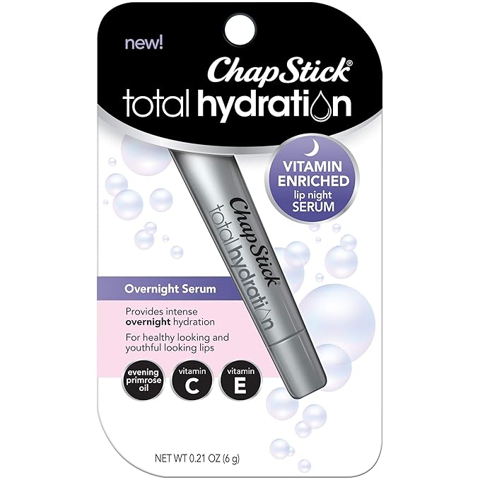 ChapStick Total Hydration Vitamin Enriched Lip Night Serum, Night Lip Serum for Overnight Lip Care - 0.21 Oz-Velvo Beauty