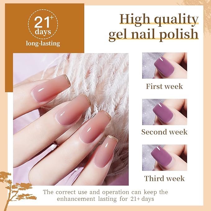 JODSONE 60 PCS Gel Nail Polish Set with 5 Bottles of Base and Glossy Matte Top Coat Soak off Gel Nail Set Suitable for All Seasons Gifts-Velvo Beauty