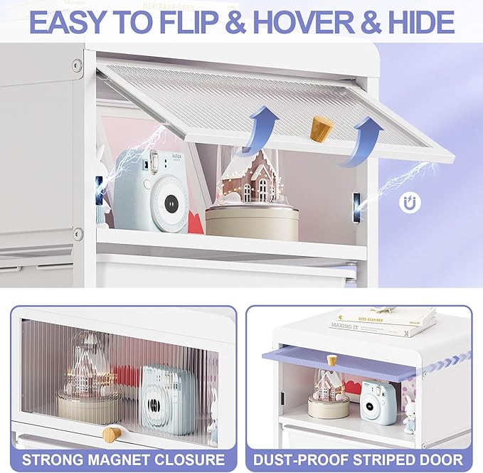 Utility-Rolling-Storage-Drawer-Craft-Cart-Organizers with 4 Drawers & Dust-proof Door for Kid Craft Art Room,Bedroom,Home Office, Craft Drawer cart, Classic White-Velvo Beauty