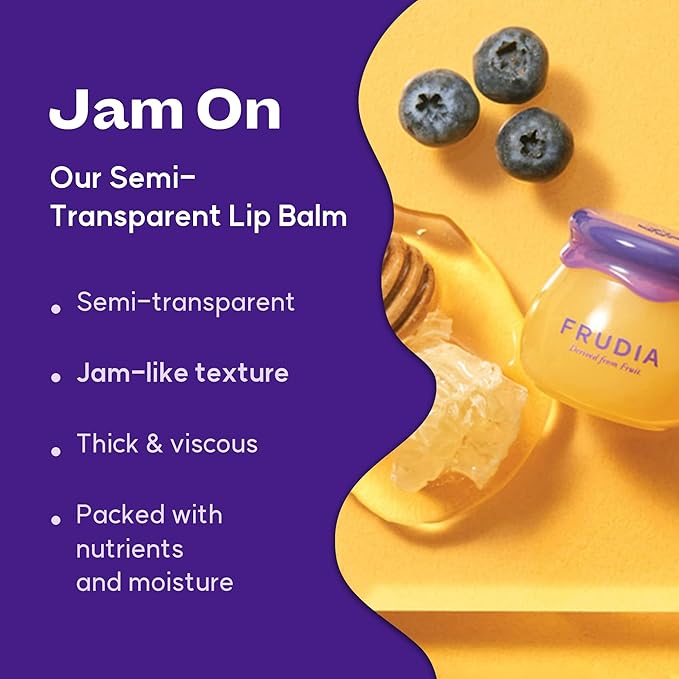 WELCOS FRUDIA Honey Lip Balm – Blueberry | Lip Exfoliating, Moisturizing & Volumizing Dewy Tinted Lip Balm | Organic Lip Balm for Dry & Chapped Lips w/Jeju Blueberry and Honey Extracts (0.33 oz)-Velvo Beauty