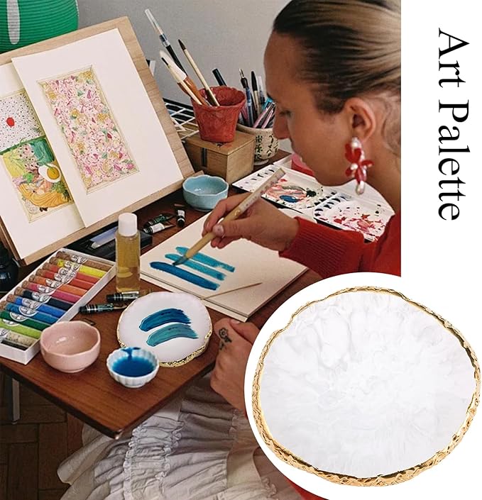 22 Pack Resin Art Palette, Makeup Mixing Palette, Gold Edge Nail Art Tool Gel Design Nail Art Makeup Mixing Tray DIY-Velvo Beauty