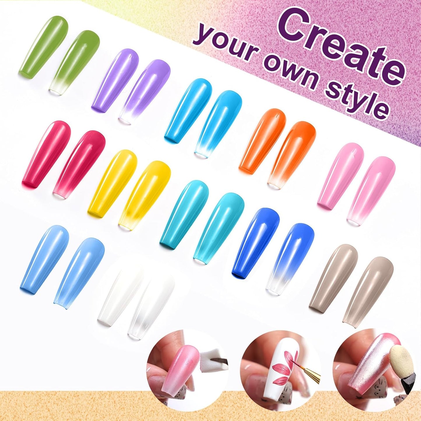 Gradient Painting Gel, 12 Bright Colors Ombre Gel Nail Polish for Pigment Pat Aura Nails, French Manicure DIY Nail Art Long-lasting No-wipe Candy Palette Jam Jar Colors-Velvo Beauty