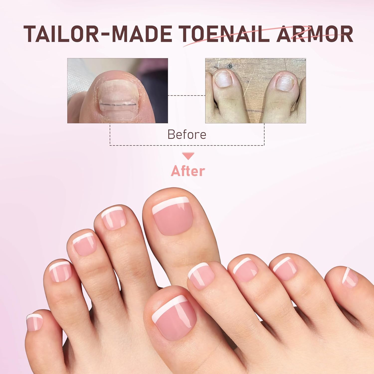 UNA GELLA French Toe Nail Press Ons 312pcs Peach Pink Full Cover Toe Nail Tips Press On Nails Soft Gel Fake Toe Nails Tips Gel Toe Nail Tips Fake Acrylic Toenails for Nail Extensions 12 Sizes-Velvo Beauty