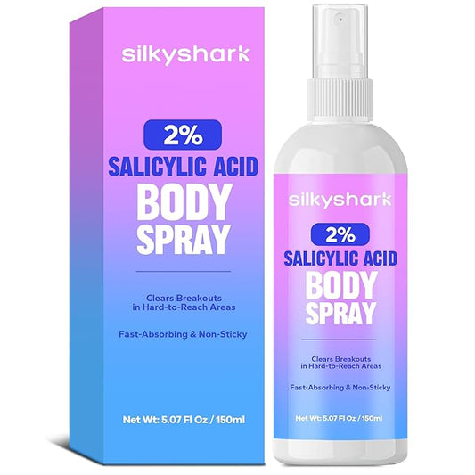 Salicylic Acid Spray (5.07 Fl Oz), 2% Salicylic Acid Body Spray, Body Acne Treatment for Bacne, Blackheads & Blemishes, Back & Chest Acne Spray for Face & Body, 360° Mist for All Skin Types-Velvo Beauty