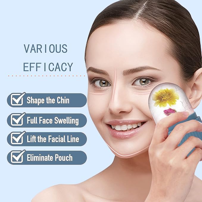 XHJRI Ice Face Roller Massager,Ice Cube Roller for Face, Eyes and Neck Naturally Conditioning and Skin Care,De-Puff Eye Bags,Reduce Migraine Pain,Reusable Massage Silicone Ice Mold (Blue)-Velvo Beauty