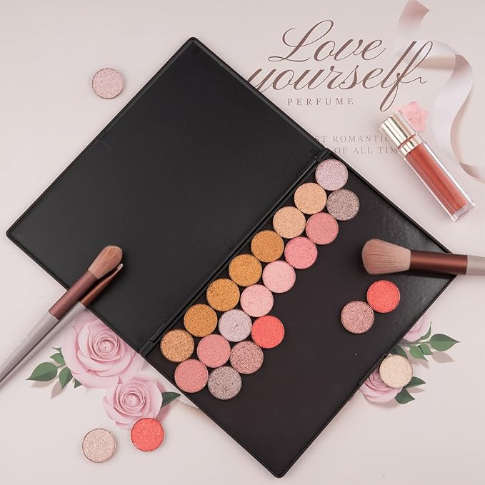 Large Empty Magnetic Plastic Eyeshadow Makeup Palette with 15Pcs Adhesive Empty Palette Metal Stickers for Eyeshadow Lipstick Blush Powder-Velvo Beauty