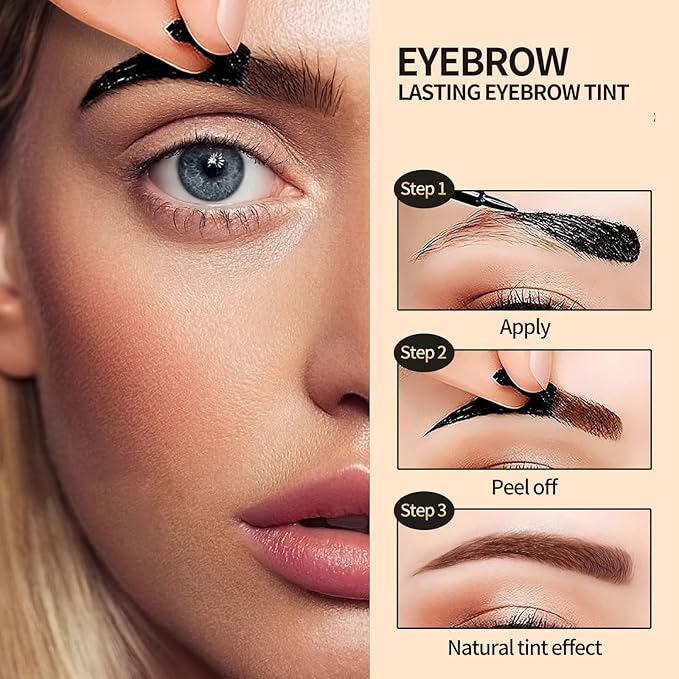 Tattoo Eyebrow Gel Easy Peel Off, Peel Off Eyebrow Tint, Easy Peel off Eyebrow Gel, Peel Off Eyebrow Tint, Waterproof & Sweatproof for All Skin Types (#3 Dark Brown)-Velvo Beauty