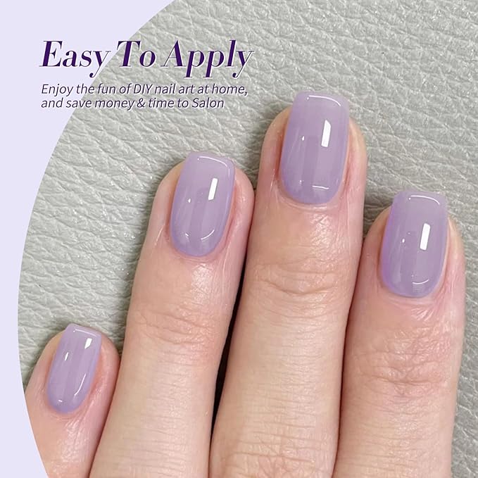 BORN PRETTY Jelly Purple Gel Nail Polish 6 Colors Purple Violets Colors Gel Polish Kit Soak Off Gel Nail Kit Collection Nail Art Gel Manicure Kit DIY at Home Salon Gifts-Velvo Beauty