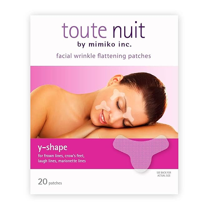 Toute Nuit Wrinkle Patches – Y Shape – Face Tape for Forehead, Between the Eyes & Around Mouth – Hypoallergenic Anti Wrinkle Patches – 20 Count, Made in USA-Velvo Beauty