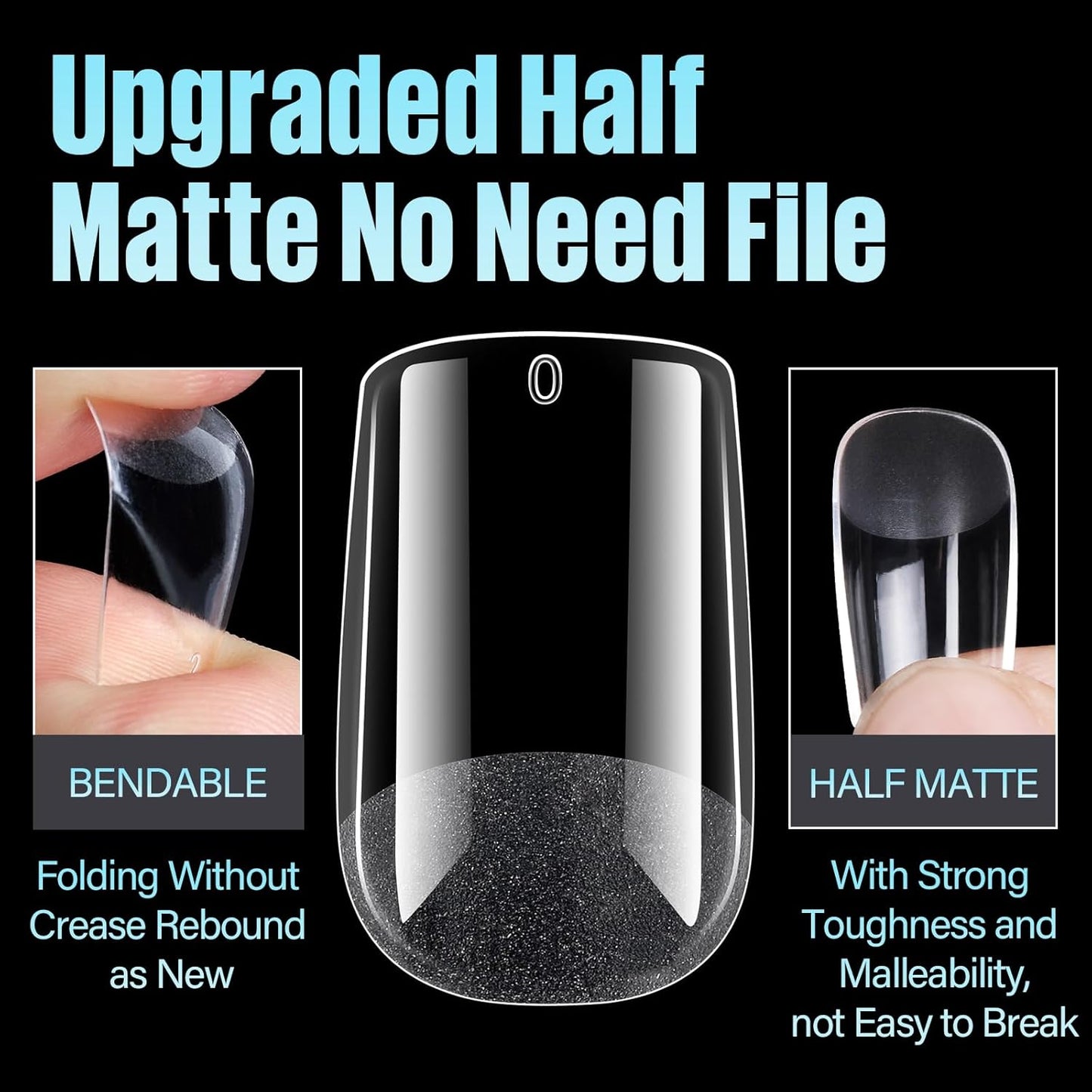 TOMICCA Short Square Nail Tips, 240Pcs Half Matte Press on Full Cover Acrylic Nails, 12 Sizes Soft Acrylic Fake Nail Tips for Nail Extension Art Home DIY Nail Salon-Velvo Beauty