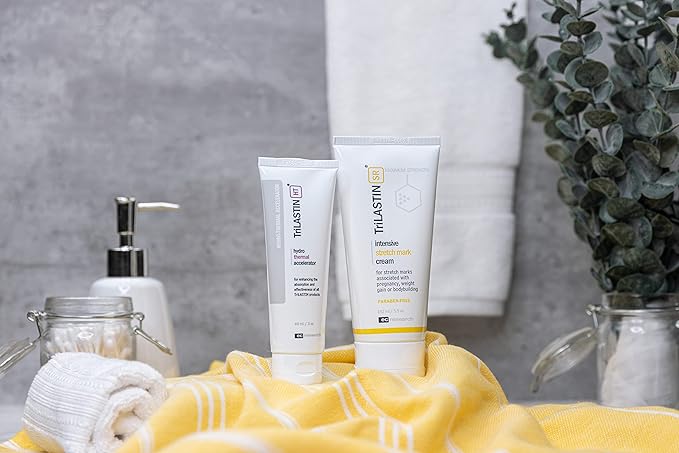 TriLASTIN-SR Intensive Stretch Mark Cream Bundle with Hydro-Thermal Accelerator (5.5 & 3 oz) | Fast-Acting Stretch Marks Cream with Absorption Enhancing Serum | Hypoallergenic & Paraben-free-Velvo Beauty
