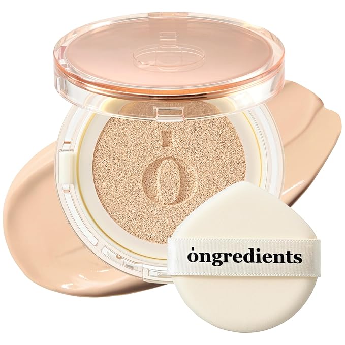 Skin Barrier Glow Cover Cushion, All-day Coverage, Glow Finish, Lightweight, Skincare-Like Texture, Non-cakey Makeup, Korean Cushion Foundation (#21N Sun Glitter, 0.49 oz)-Velvo Beauty