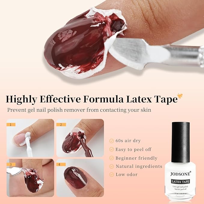 JODSONE Gel Nail Polish Remover Kit - Set with 15ml Gel Nail Polish Remover, Cuticle Oil and Latex Tape, and Complete Remover Manicure Tool Set, No Soaking-Velvo Beauty