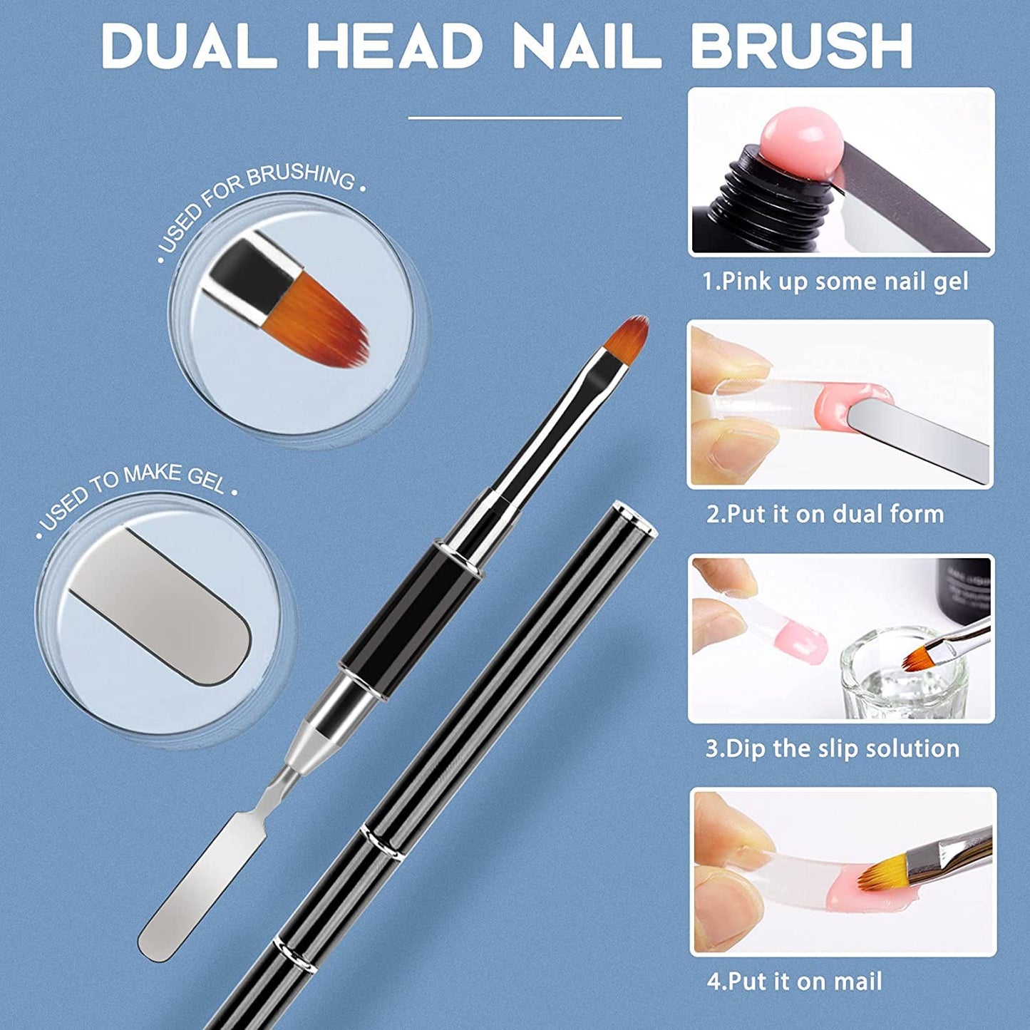 Morovan Nail Slip Solution Kit: 2.5 OZ Anti‑Stick Gel Liquid for PolyGel Nails with Dual‑Ended Brush & Nail Forms Ideal Easy Spread for Beginners-Velvo Beauty