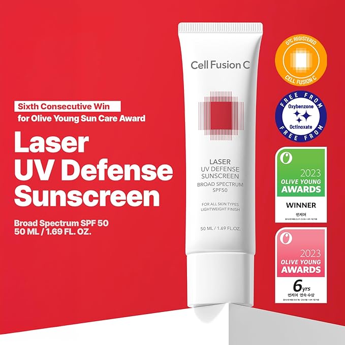 Cell Fusion C Laser UV Defense Face Sunscreen SPF 50, No White Cast and Soft Matt Finish, PDRN & 6 Ceramides Broad Spectrum Korean Sunscreen for Face, 50ml / 1.69 fl.oz-Velvo Beauty