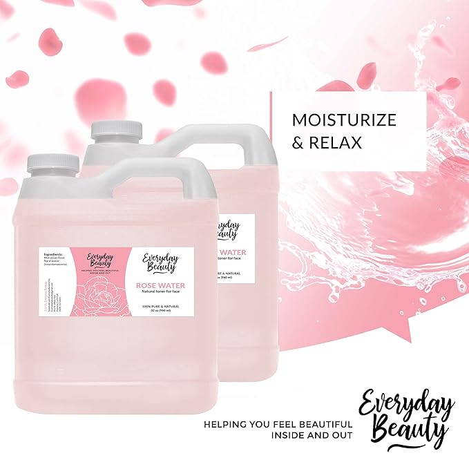 Rose Water Facial Toner Bulk - 64oz Alcohol-Free Vegan All Natural Refreshing Spray Mist for Face and Hair - Uplifts, Calming & Soothing for All Skin Types-Velvo Beauty