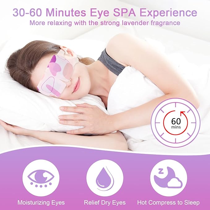 Steam Eye Mask for Dry Eyes, 18-Packs Eye Mask for Dark Circles and Puffiness, Self Heating Gentle Steam Warm Eye Mask for Relief Eye Fatigue, Lavender Scents-Velvo Beauty
